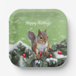 Eichhörnchen Weihnachtsfeiertage Papierplatte Pappteller