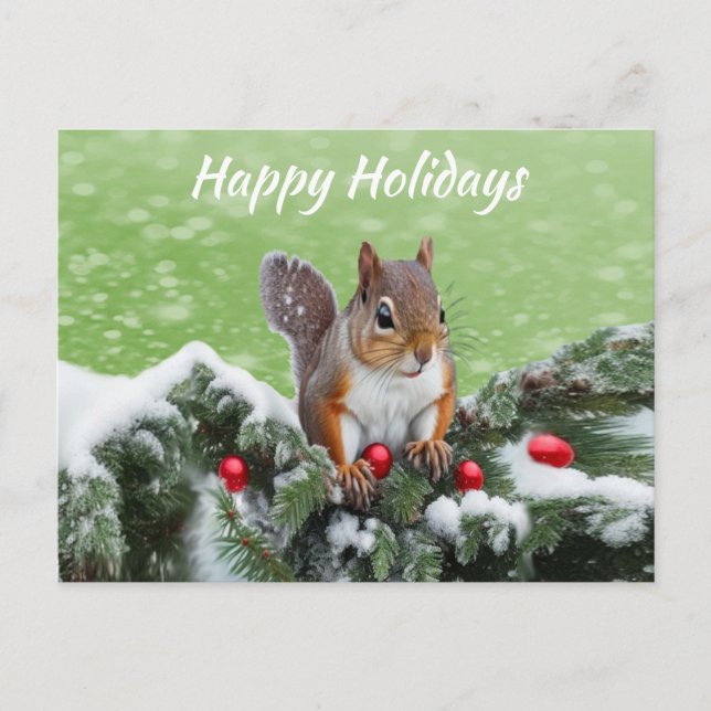 Eichhörnchen Weihnachtsfeiertage Postkarte (Vorderseite)