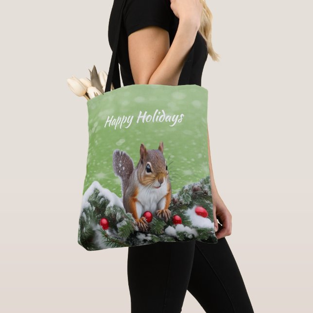 Eichhörnchen Weihnachtsfeiertagen Totbeutel Tasche (Von Nahem)