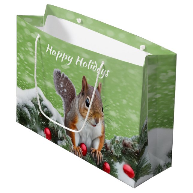 Eichhörnchen Weihnachtsgeschenk Tasche Große Geschenktüte (Vorderseite Schrägansicht)