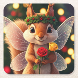 Eichhörnchen Weihnachtspapier-Untersetzer Rechteckiger Pappuntersetzer
