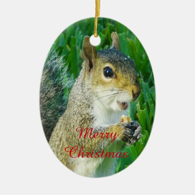Eichhörnchen-Weihnachtsverzierungen für Keramikornament (Vorne)