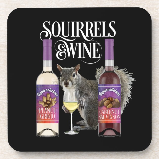 Eichhörnchen & Wein - Funny Squirrel Lover und Wei Getränkeuntersetzer (Vorderseite)