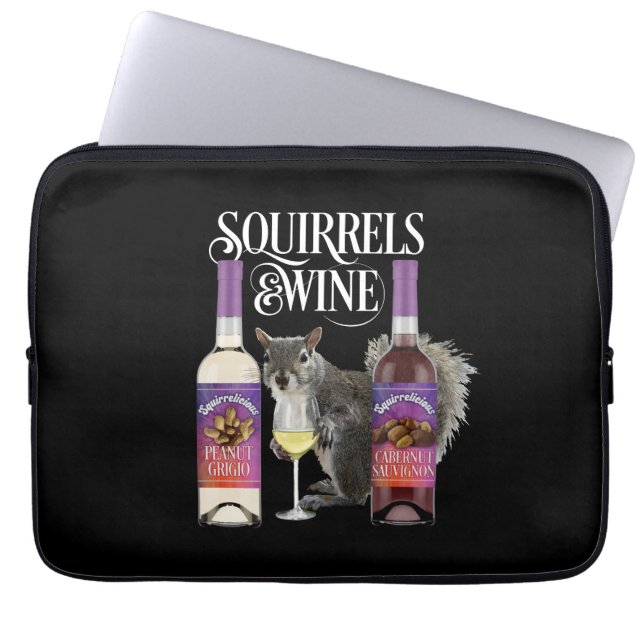 Eichhörnchen & Wein - Funny Squirrel Lover und Wei Laptopschutzhülle (Vorderseite)