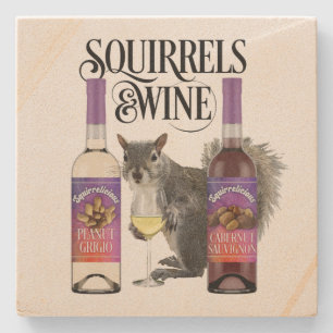 Eichhörnchen & Wein - Funny Squirrel Lover und Wei Steinuntersetzer