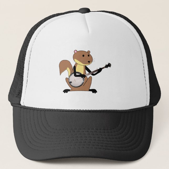 Eichhörnchen, welches das Banjo spielt Truckerkappe (Vorderseite)