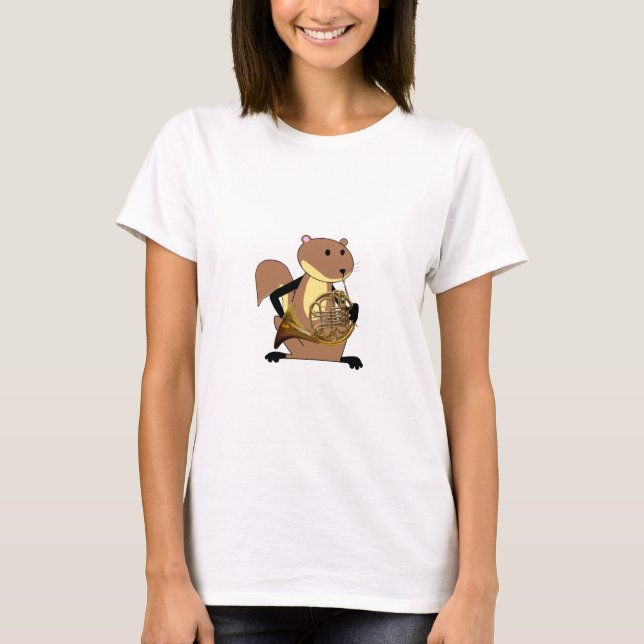 Eichhörnchen, welches das französische Horn spielt T-Shirt (Vorderseite)