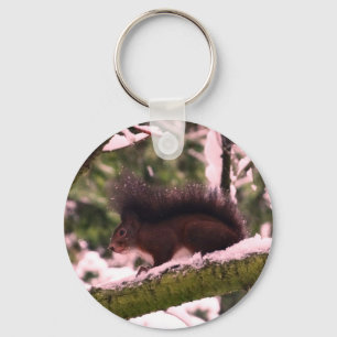 Eichhörnchen Winter Foto Basic Button Key Ring Schlüsselanhänger