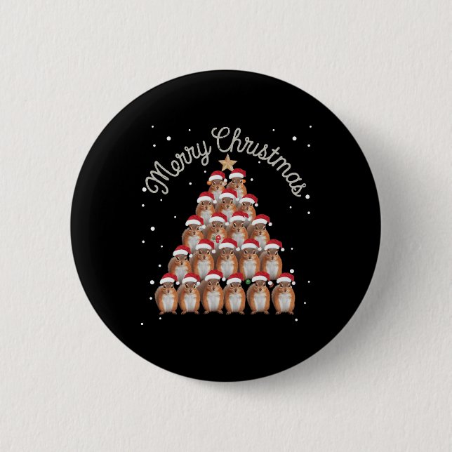 Eichhörnchen Xmas Tree Eichhörnchen Weihnachtsbaum Button (Vorderseite)