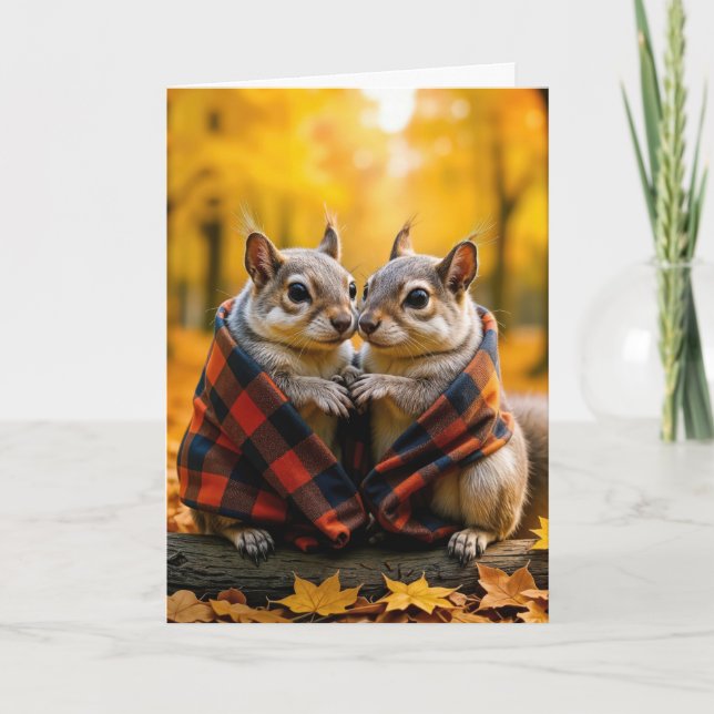 Eichhörnchen zum Jubiläum in einer Karierten Lücke Karte (Vorderseite)