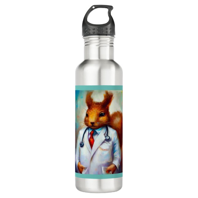 Eichhörnchenarzt Edelstahlflasche (Vorderseite)