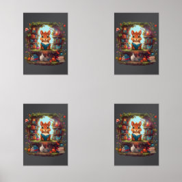 Eichhörnchenlesung auf einer Vintagen virtuellen B Bilderwand Sets