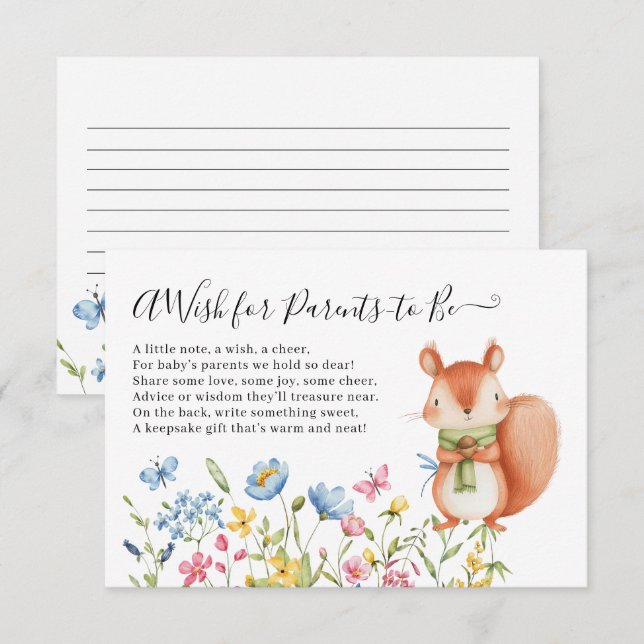 Eichhörnchennahrung für Eltern-zu-be-Dusche Begleitkarte (Vorne/Hinten)