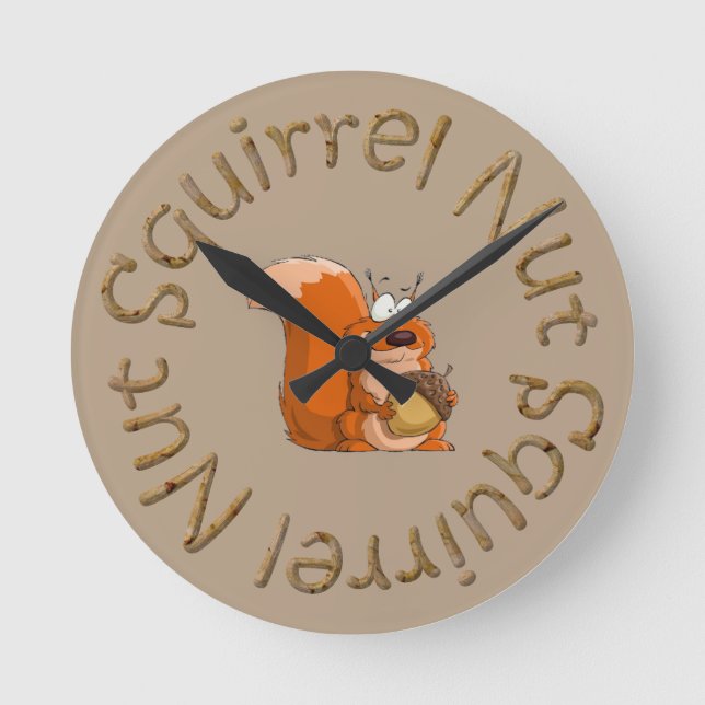 Eichhörnchennußuhr Runde Wanduhr (Vorderseite)