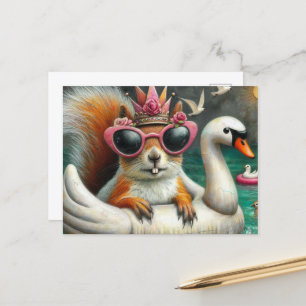 Eichhörnchenprinzessin auf Schwimmschwanz Niedlich Postkarte