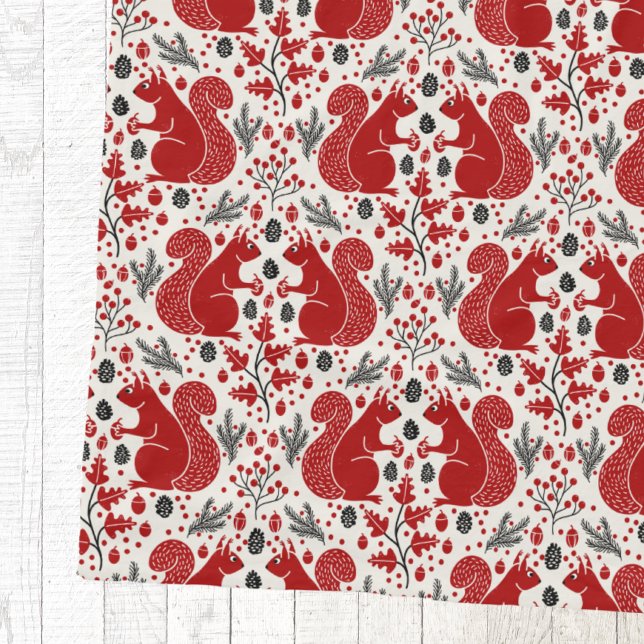 Eichhörnchenwald Waldmuster Fleecedecke (Red squirrel woodland forest nature pattern cozy fleece blanket)