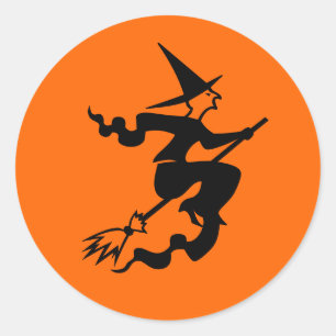 Eichmeister Halloween-Aufkleber   mit Hexe auf Runder Aufkleber