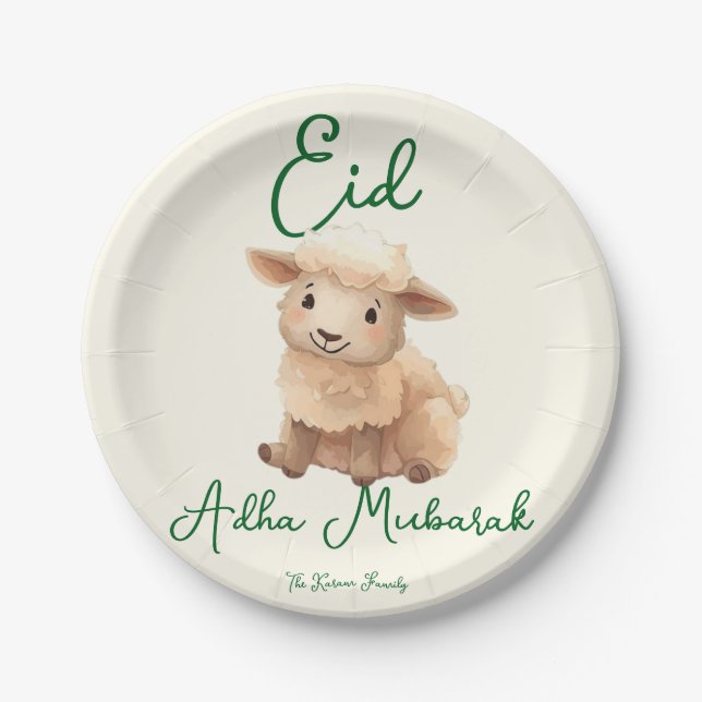 Eid  Al Adha Beige Cute  Sheep Dinner  Pappteller (Vorderseite)