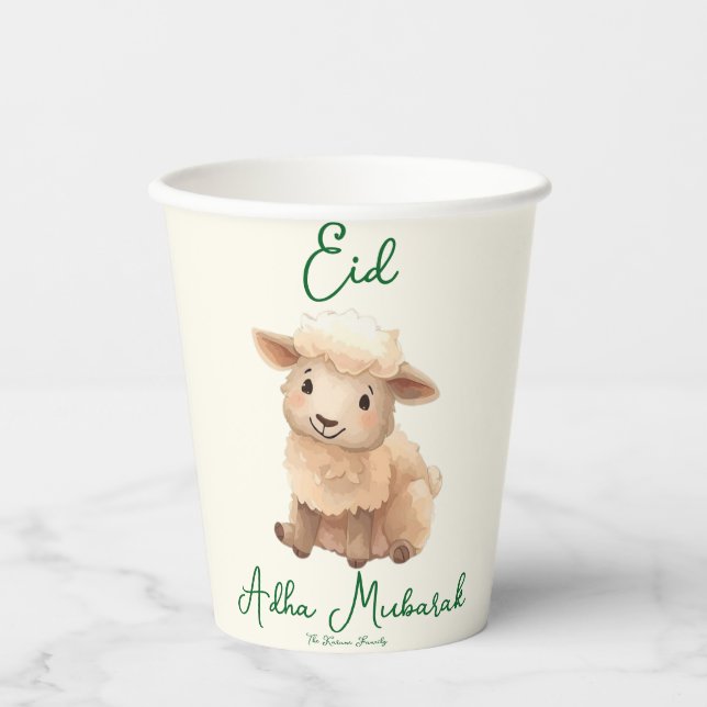 Eid Al Adha Beige Süße Schaf Abendessen  Pappbecher (Vorderseite)
