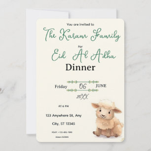 Eid Al Adha Beige Süße Schafparty Einladung