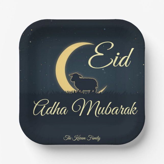 Eid  Al Adha Dark Blue Sheep Dinner  Pappteller (Vorderseite)