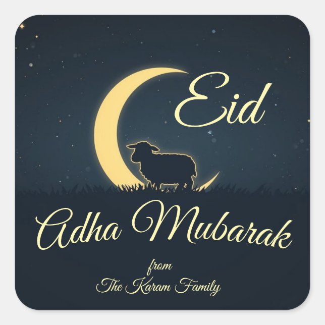 Eid  Al Adha Dark Blue Sheep Dinner  Quadratischer Aufkleber (Vorderseite)
