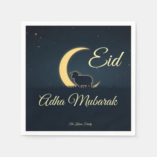 Eid  Al Adha Dark Blue Sheep  Dinner  Serviette (Vorderseite)