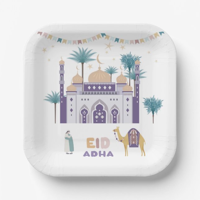 Eid Al Adha im dekorativen Stil 1 Pappteller (Vorderseite)