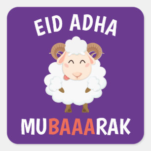 Eid Al Adha Mubarak für Muslime Quadratischer Aufkleber