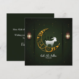 Eid Al Adha Mubarak Golden Crescent Ziege Islamisc Feiertagskarte