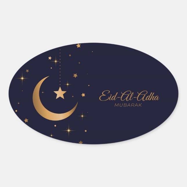 Eid-Al-Adha Mubarak Ovaler Aufkleber (Vorderseite)