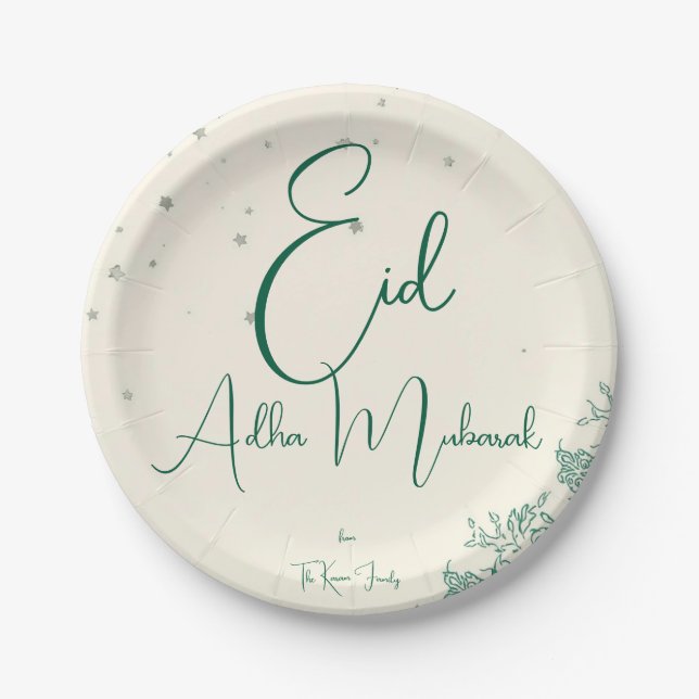 Eid  Al Adha Sage Green Dinner  Pappteller (Vorderseite)