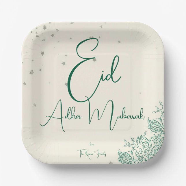 Eid  Al Adha Sage Green Dinner  Pappteller (Vorderseite)
