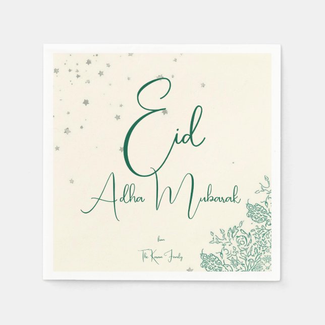 Eid Al Adha Salbei Grünes Abendessen  Serviette (Vorderseite)