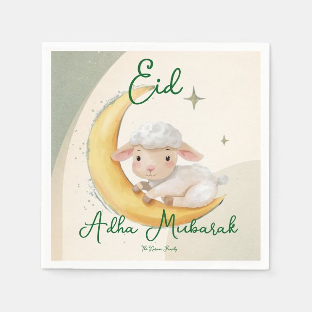 Eid Al Adha Staubgrün Süße Schafe Abendessen  Serviette (Vorderseite)