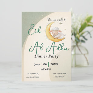 Eid Al Adha Staubgrüne Schaf-Karteinladung Einladung