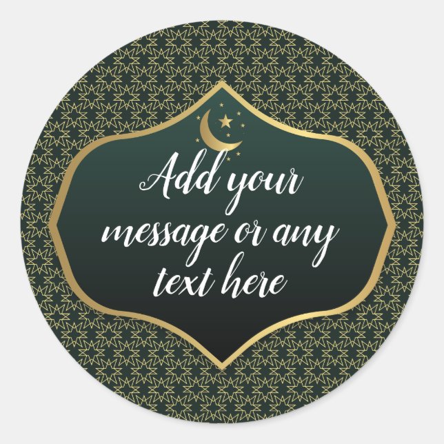Eid Al-Fitr Gold Green Runder Aufkleber (Vorderseite)