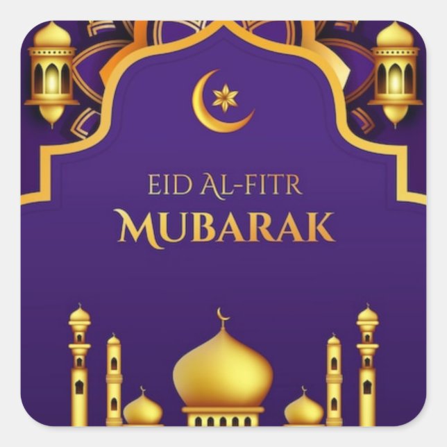 Eid Al-Fitr Greeting Quadratischer Aufkleber (Vorderseite)