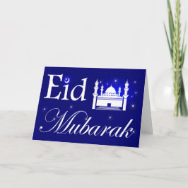 Eid al-Fitr-Gruß-Karte im Blau, Eid Mubarak Feiertagskarte