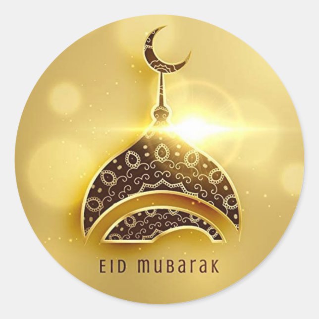 Eid Al-Fitr Grußaufkleber (Gold) Runder Aufkleber (Vorderseite)
