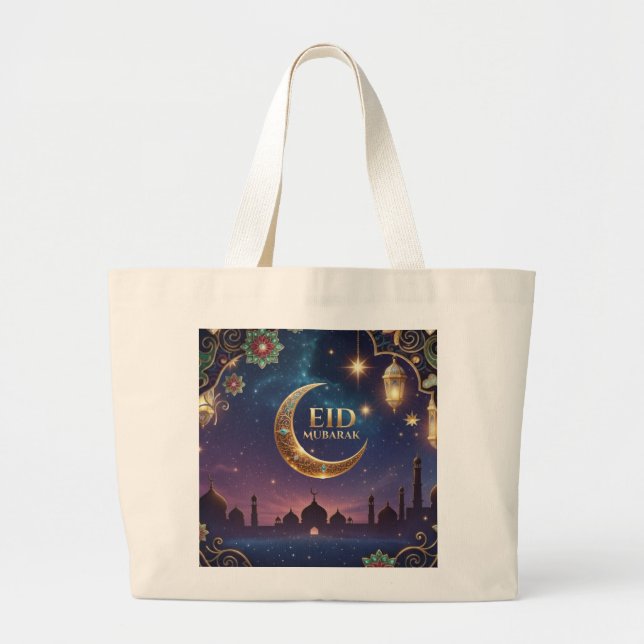 Eid al fitr Islamic celebration Gold And navy Jumbo Stoffbeutel (Vorne)