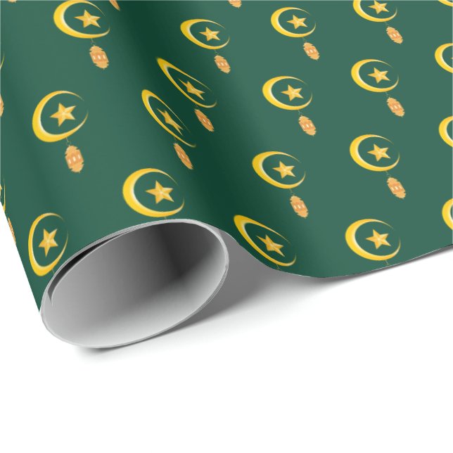 Eid al Fitr Mubarak Ramadan Kareem Moon Star Geschenkpapier (Rolleneckpunkt)