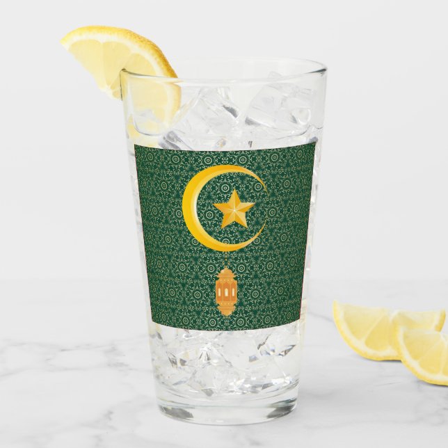 Eid al Fitr Mubarak Ramadan Kareem Moon Star Glas (Vorderseite Ice)