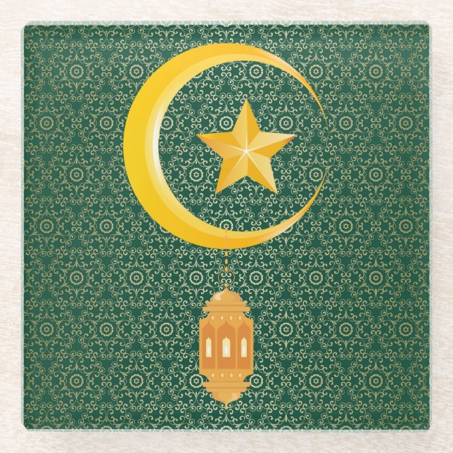 Eid al Fitr Mubarak Ramadan Kareem Moon Star Glasuntersetzer (Vorderseite)