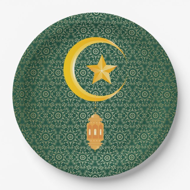 Eid al Fitr Mubarak Ramadan Kareem Moon Star Pappteller (Vorderseite)