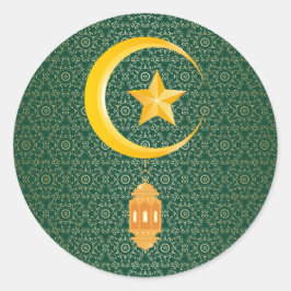 Eid al Fitr Mubarak Ramadan Kareem Moon Star Runder Aufkleber