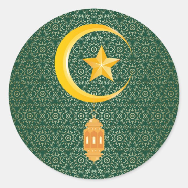 Eid al Fitr Mubarak Ramadan Kareem Moon Star Runder Aufkleber (Vorderseite)
