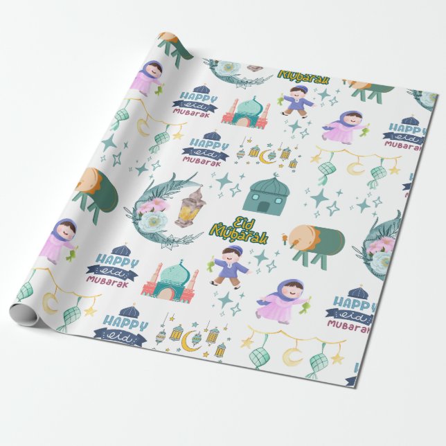 Eid Al-Fitr Mubarak Weißverpackungspapier Geschenkpapier (Ungerollt)