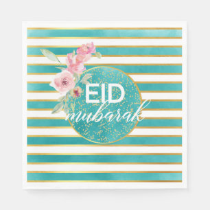 Eid Aquamarin und Gold Napkin Serviette