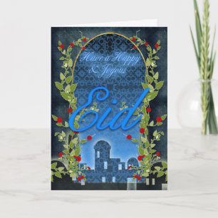 Eid Card, Happy and Joyous Eid, Blue Feiertagskarte